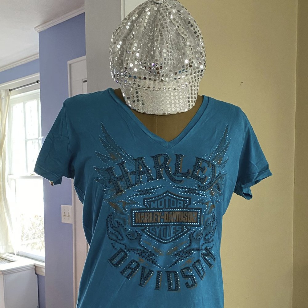 NWT - Harley-Davidson Women's L Rhinestone V-neck